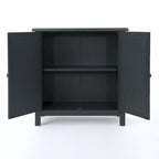 Charcoal Gray Mirrored Double Door Cabinet