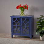 Charcoal Gray Mirrored Double Door Cabinet