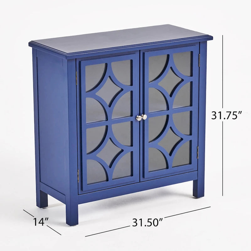 Charcoal Gray Mirrored Double Door Cabinet