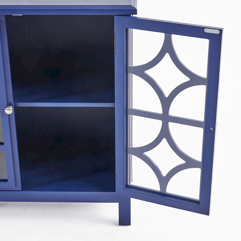 Charcoal Gray Mirrored Double Door Cabinet