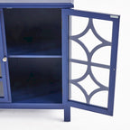 Charcoal Gray Mirrored Double Door Cabinet