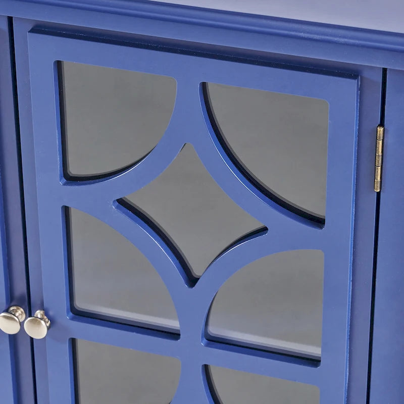 Charcoal Gray Mirrored Double Door Cabinet