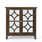 Charcoal Gray Mirrored Double Door Cabinet