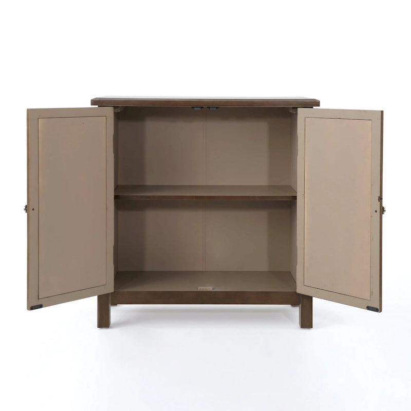 Charcoal Gray Mirrored Double Door Cabinet