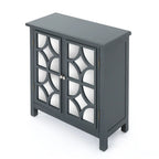 Charcoal Gray Mirrored Double Door Cabinet