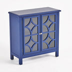 Charcoal Gray Mirrored Double Door Cabinet