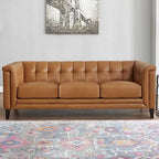 Top Grain Leather Sofa - Mid-Century Modern 3-Seater