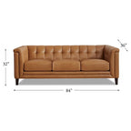 Top Grain Leather Sofa - Mid-Century Modern 3-Seater