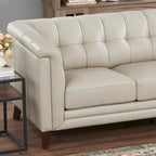 Top Grain Leather Sofa - Mid-Century Modern 3-Seater