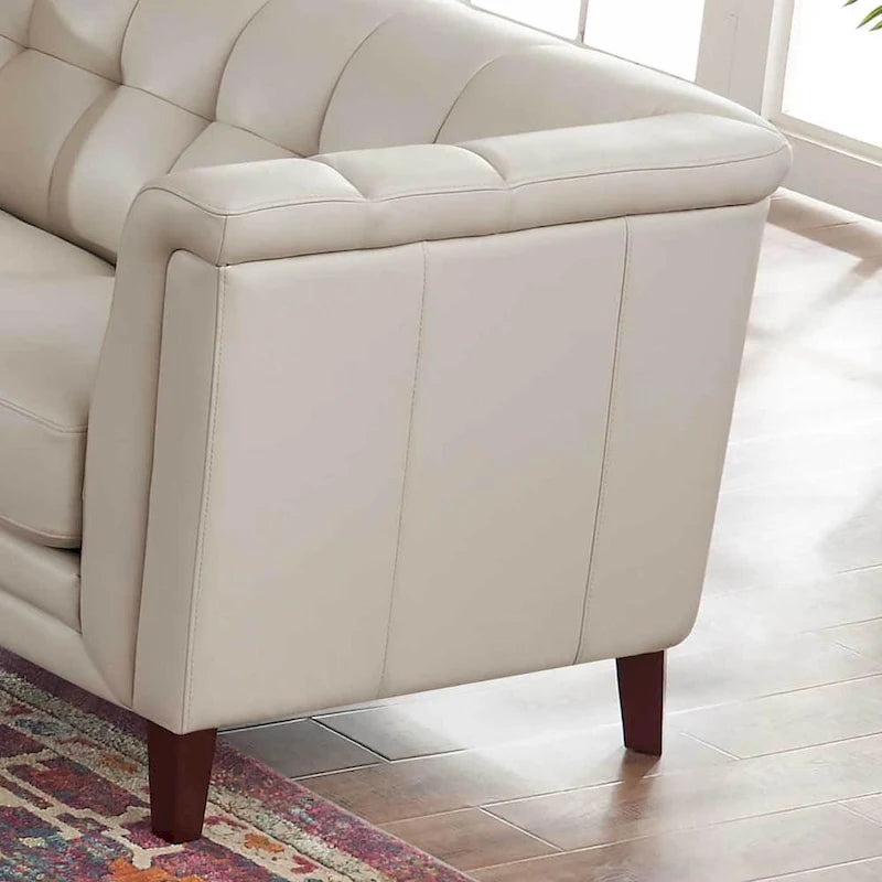 Top Grain Leather Sofa - Mid-Century Modern 3-Seater