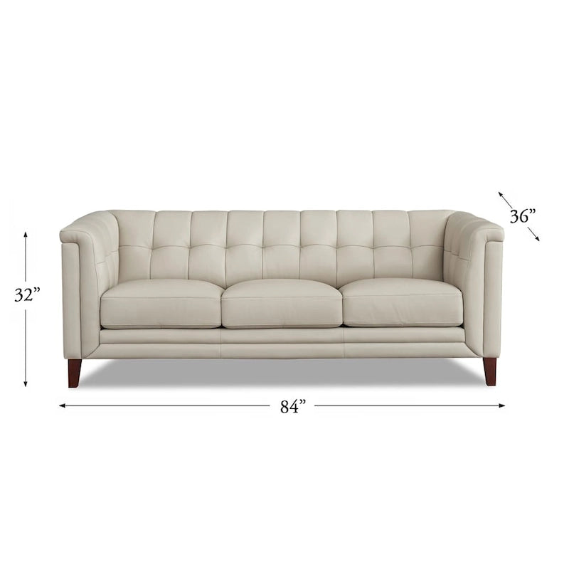 Top Grain Leather Sofa - Mid-Century Modern 3-Seater