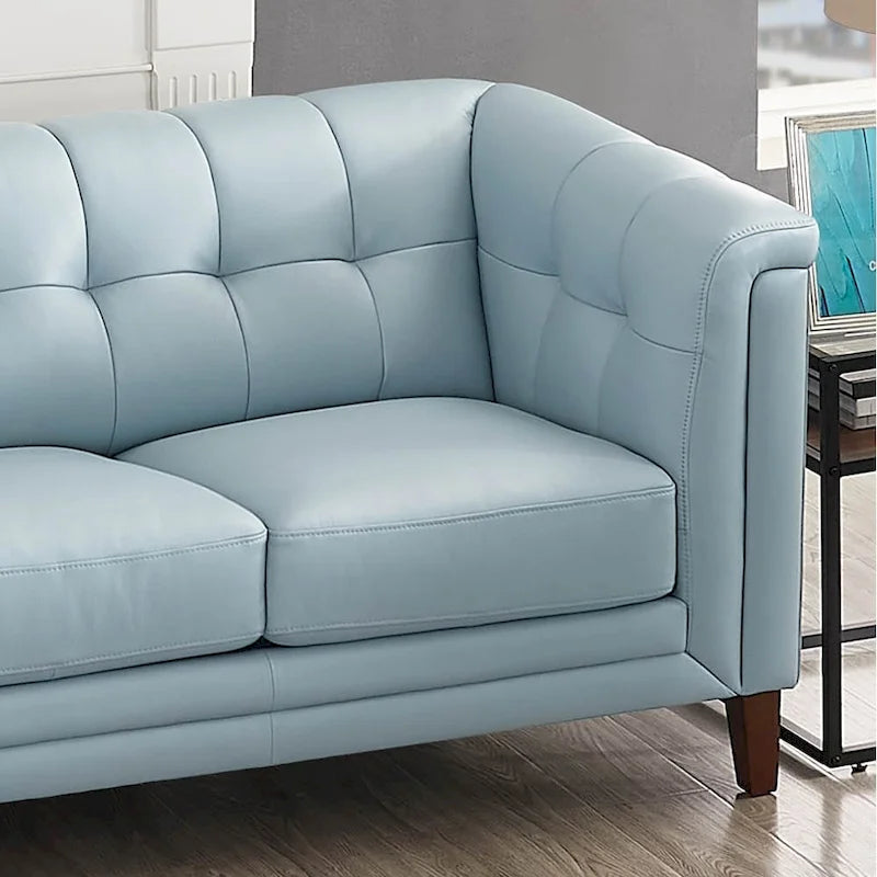 Top Grain Leather Sofa - Mid-Century Modern 3-Seater