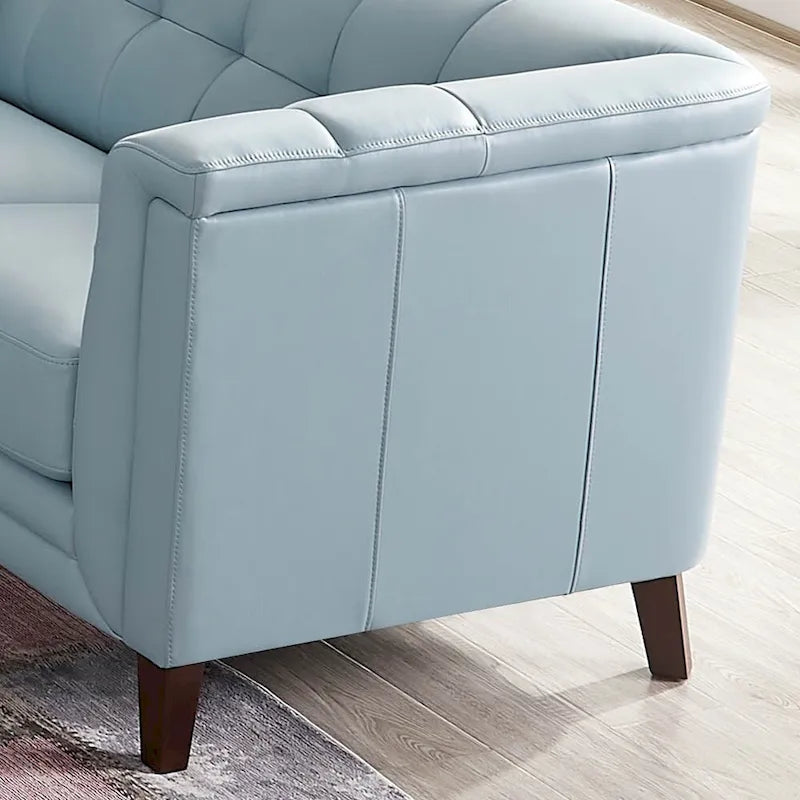 Top Grain Leather Sofa - Mid-Century Modern 3-Seater