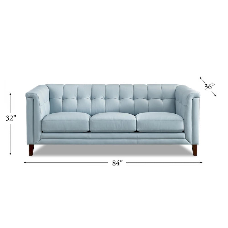 Top Grain Leather Sofa - Mid-Century Modern 3-Seater