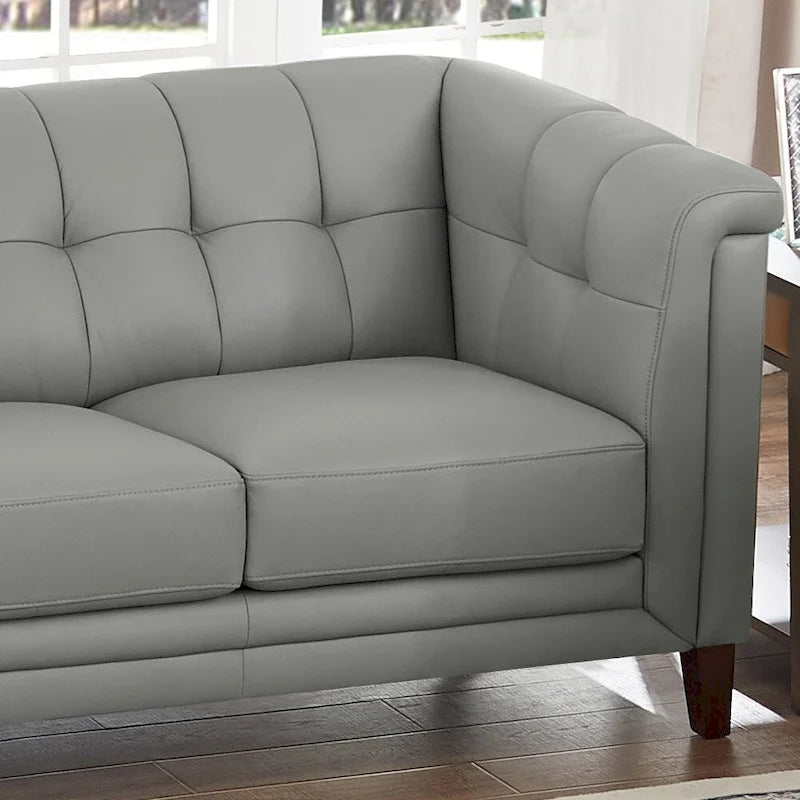 Top Grain Leather Sofa - Mid-Century Modern 3-Seater