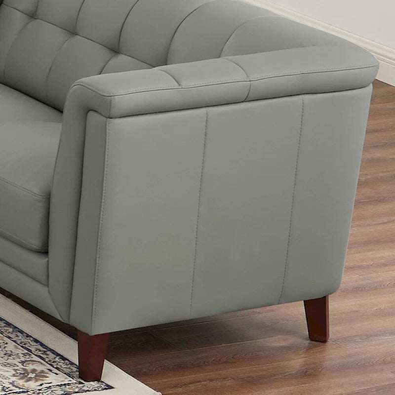 Top Grain Leather Sofa - Mid-Century Modern 3-Seater