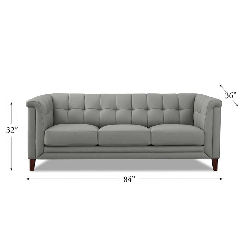 Top Grain Leather Sofa - Mid-Century Modern 3-Seater