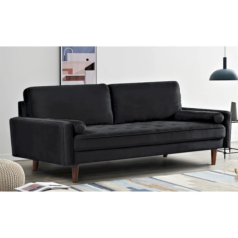 Wood Frame Velvet Tufted Sofa