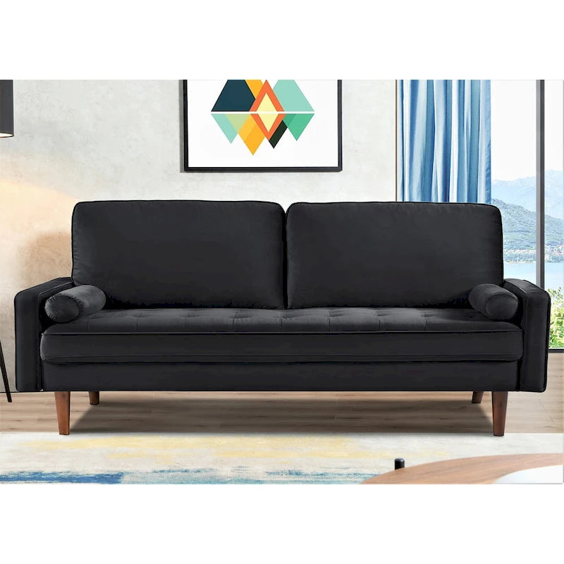 Wood Frame Velvet Tufted Sofa