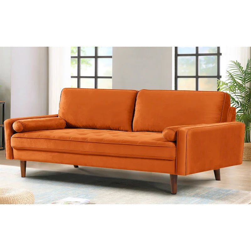 Wood Frame Velvet Tufted Sofa