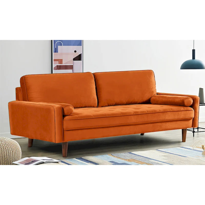 Wood Frame Velvet Tufted Sofa