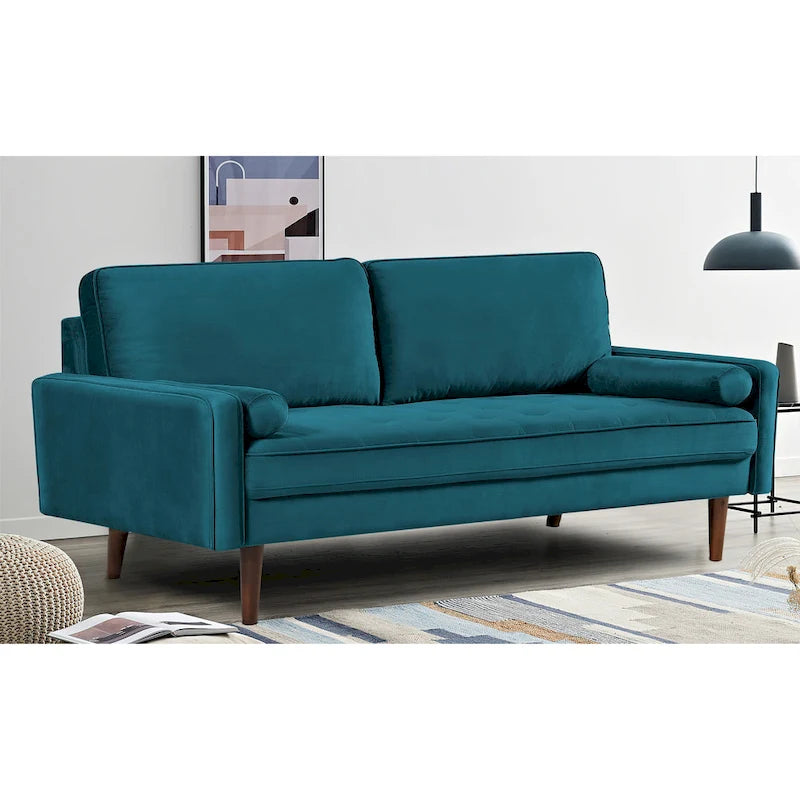 Wood Frame Velvet Tufted Sofa