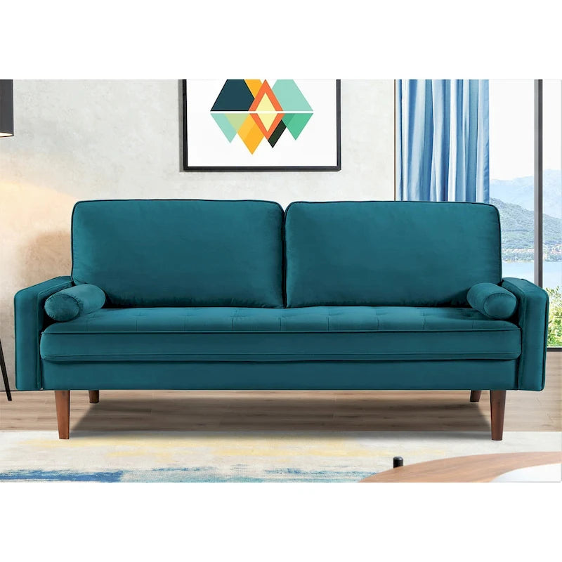 Wood Frame Velvet Tufted Sofa