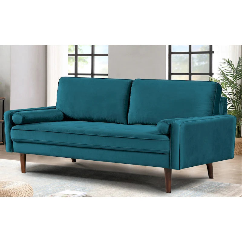 Wood Frame Velvet Tufted Sofa
