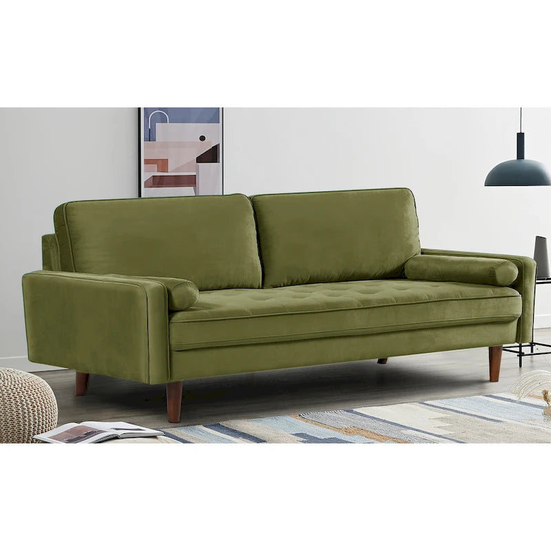Wood Frame Velvet Tufted Sofa