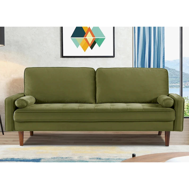 Wood Frame Velvet Tufted Sofa