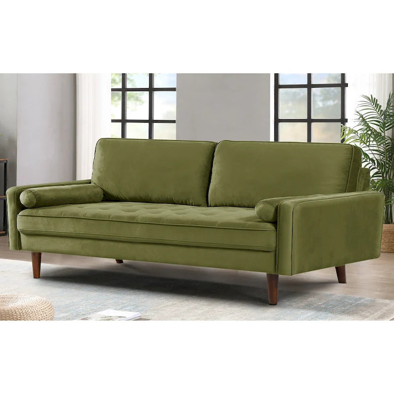 Wood Frame Velvet Tufted Sofa