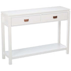 Console Sofa Table With Storage Shelf / 2 Drawers, White