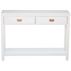 Console Sofa Table With Storage Shelf / 2 Drawers, White
