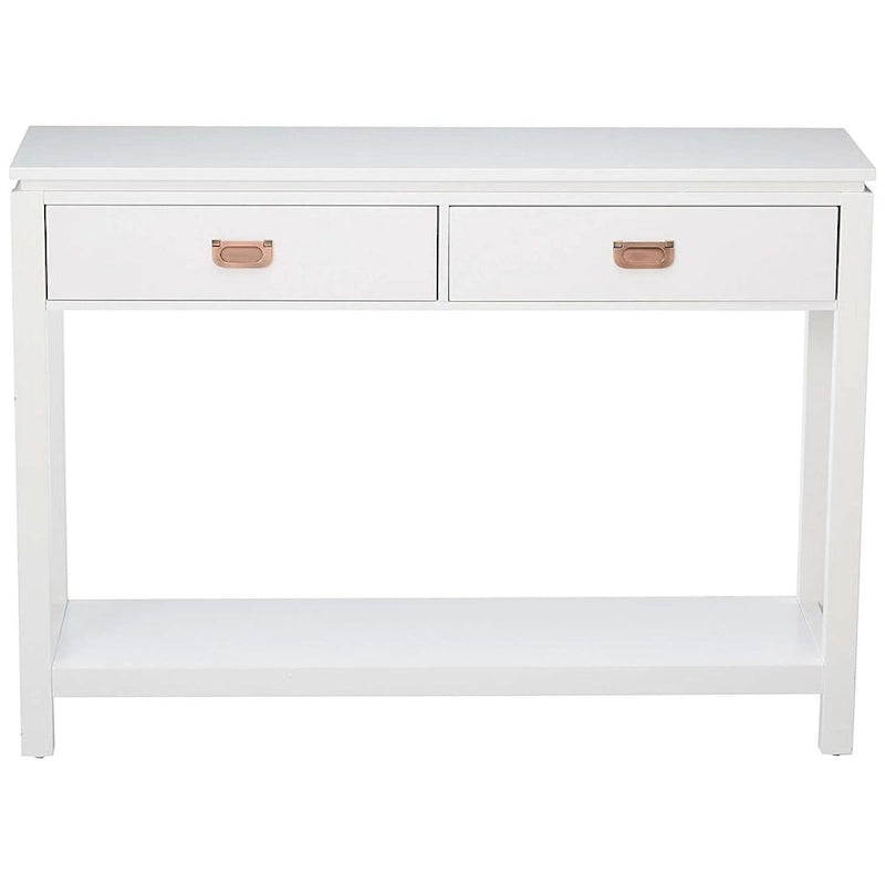 Console Sofa Table With Storage Shelf / 2 Drawers, White