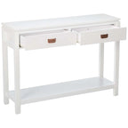 Console Sofa Table With Storage Shelf / 2 Drawers, White