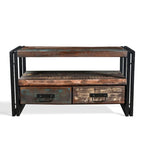 Handmade Old Reclaimed Wood TV Cabinet with Double Drawers (India) - 41 x 15.75 x 23.5