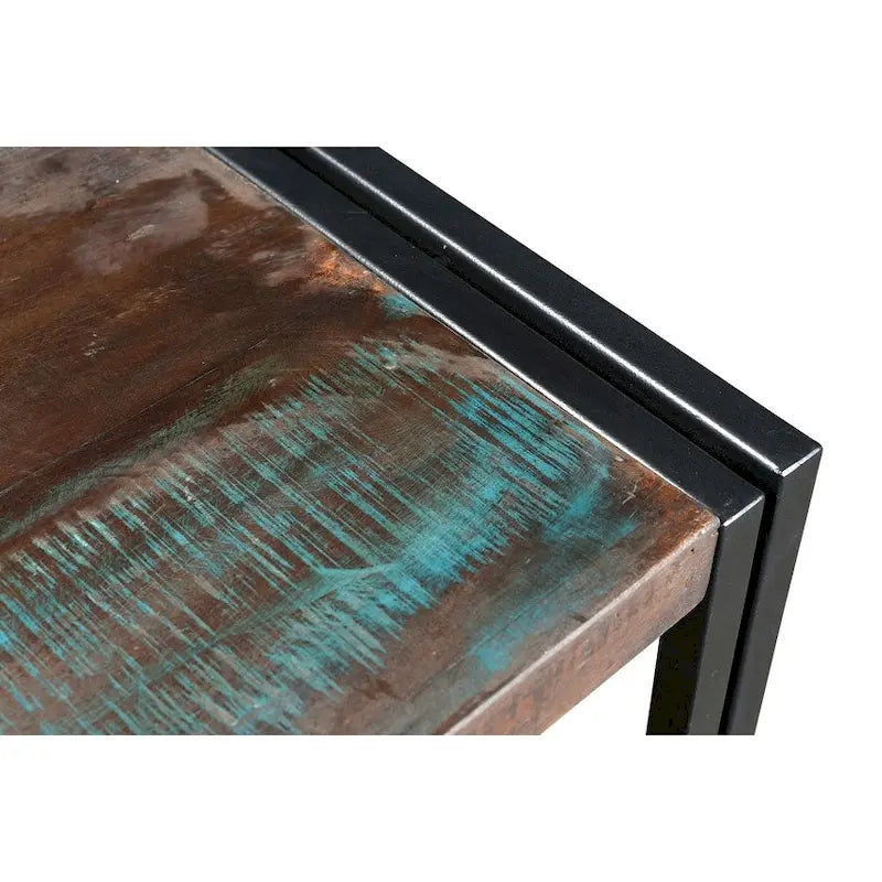 Reclaimed Wood TV Cabinet with Double Drawers - Rustic Industrial Style