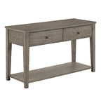 Antique Grey Fiber Cement Console Table with Drawers and Shelf