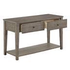 Antique Grey Fiber Cement Console Table with Drawers and Shelf