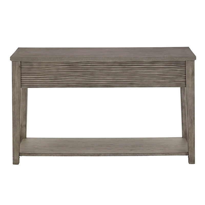 Antique Grey Fiber Cement Console Table with Drawers and Shelf
