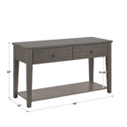 Antique Grey Fiber Cement Console Table with Drawers and Shelf