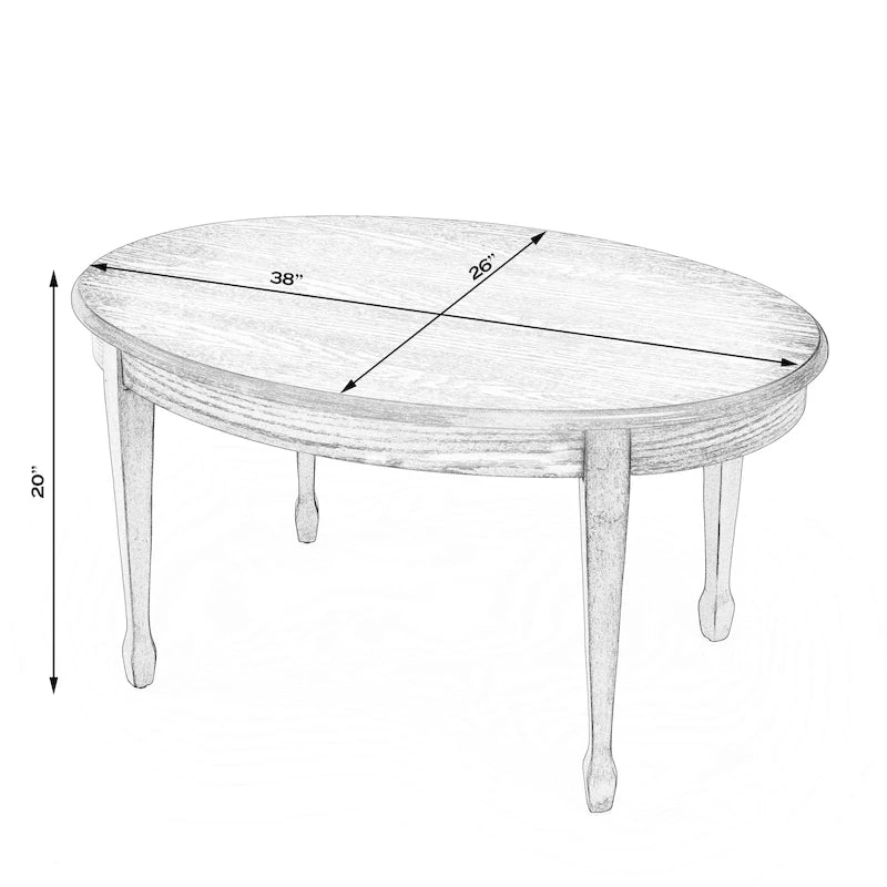 Oval Cherry Wood Cocktail Table with Maple Inlay