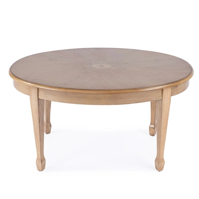 Oval Cherry Wood Cocktail Table with Maple Inlay