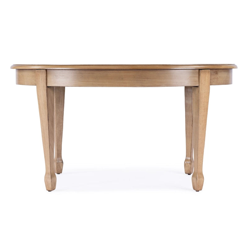 Oval Cherry Wood Cocktail Table with Maple Inlay