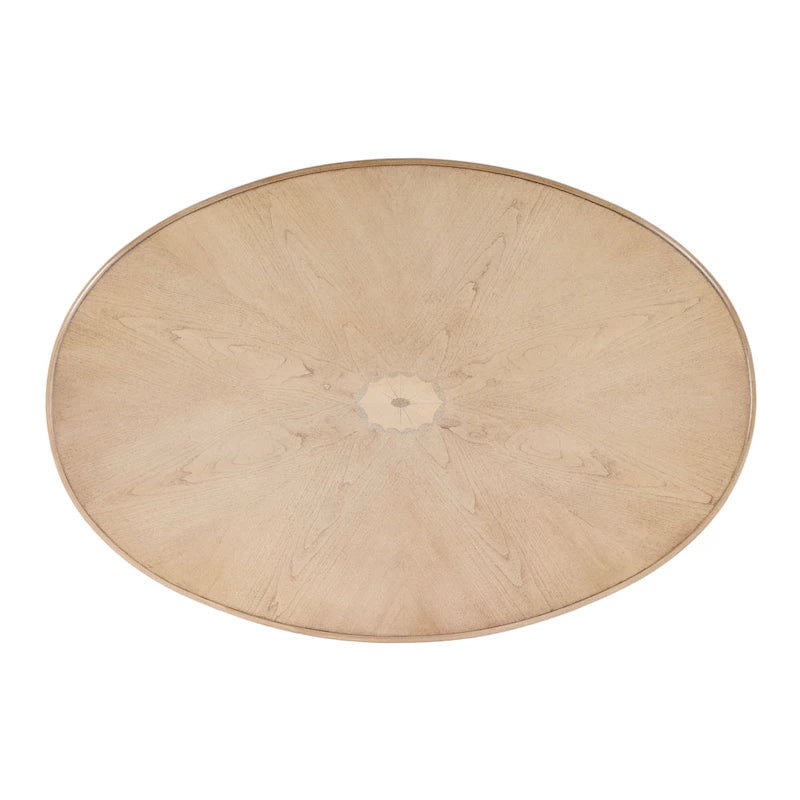 Oval Cherry Wood Cocktail Table with Maple Inlay