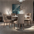 Modern Set of 2 Velvet Tufted Dining Chair with Wood Legs and Nailhead Trim