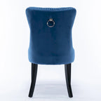 Modern Set of 2 Velvet Tufted Dining Chair with Wood Legs and Nailhead Trim