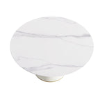 Round PU Pedestal Dining Table Faux Marble Dining Table