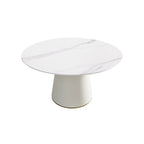 Round PU Pedestal Dining Table Faux Marble Dining Table
