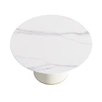 Round PU Pedestal Dining Table Faux Marble Dining Table